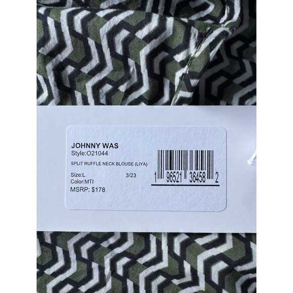 Johnny Was Calme Split Ruffled Neck Multi-Color Liya Blouse Woman's Sz L NWT - Picture 9 of 11